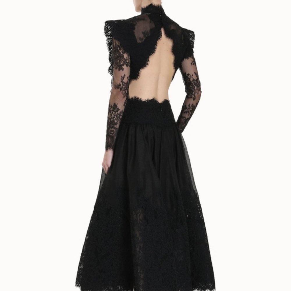 NWOT Authentic ZIMMERMANN Sensory lace linen and silk midi dress Size 1 Black - Picture 6 of 16